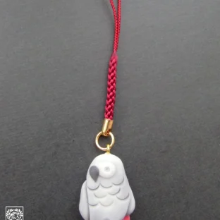 【オーダー】ヨウムの根付【和菓子風】