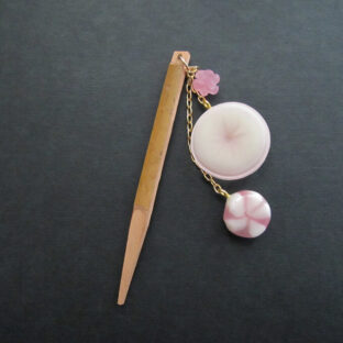 朝顔と飴の帯飾りピンク