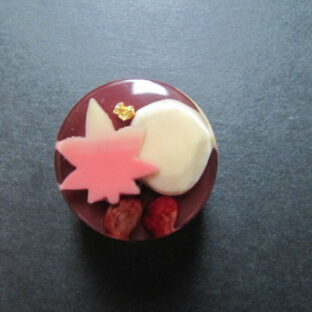 栗と紅葉の錦玉羹帯留め