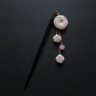 梅と飴の漆簪ピンク